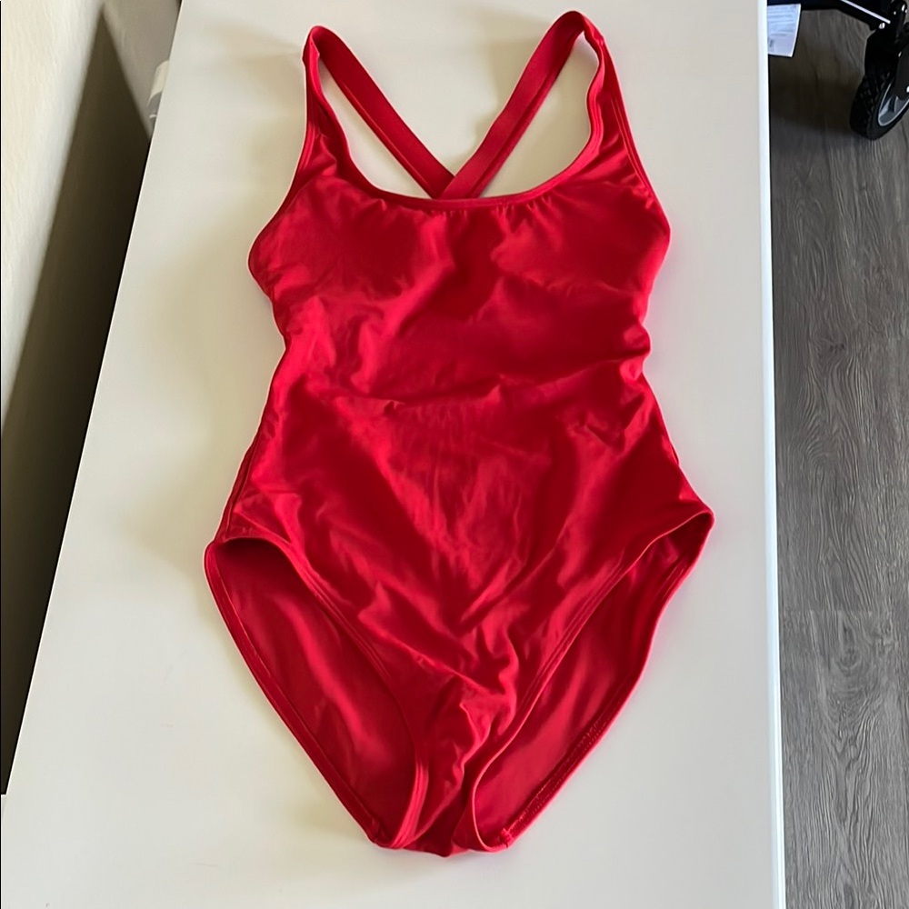 Andie’s The Tulum One Piece - Women’s Red Swimsuit with Cross-Back Size Medium